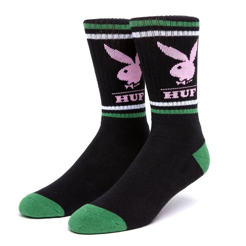 Calzini Playboy X Huf Rabbit Head Crew Uomo Nere | 95403ACON