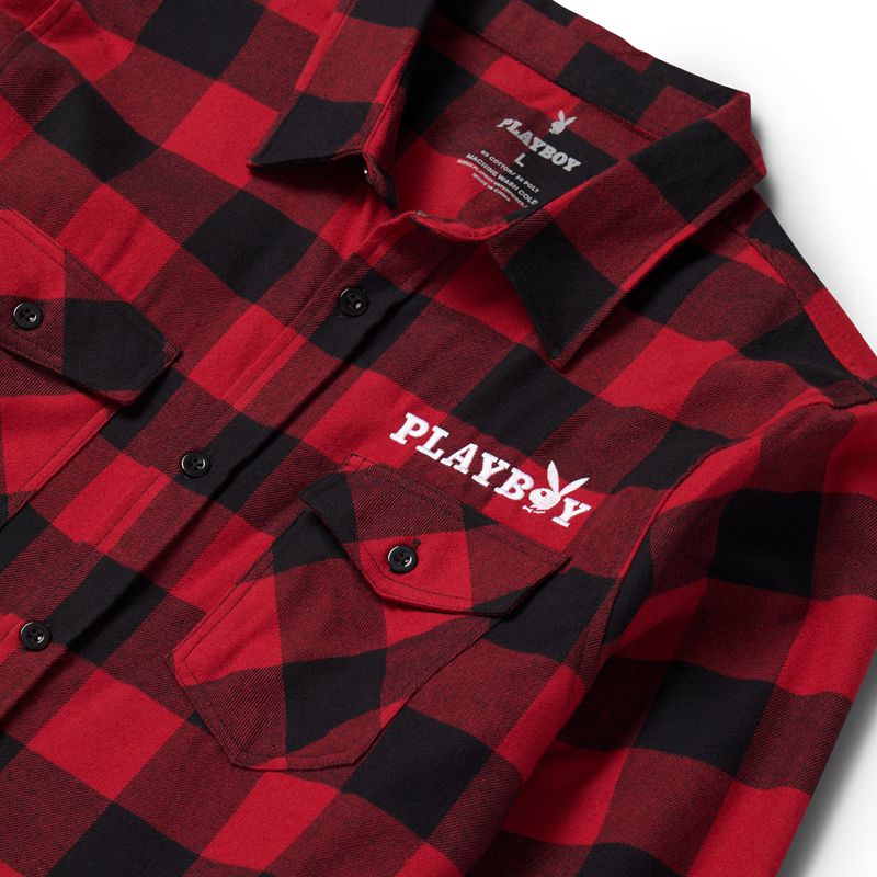 Camicie Playboy Camp Flannel Uomo Rosse Nere | 89723WHTU