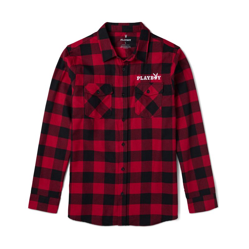 Camicie Playboy Camp Flannel Uomo Rosse Nere | 89723WHTU