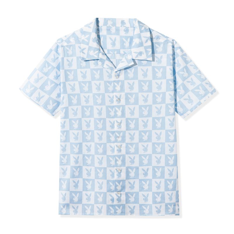 Camicie Playboy Checker Rabbit Head Button Down Uomo Blu | 91072DCSY