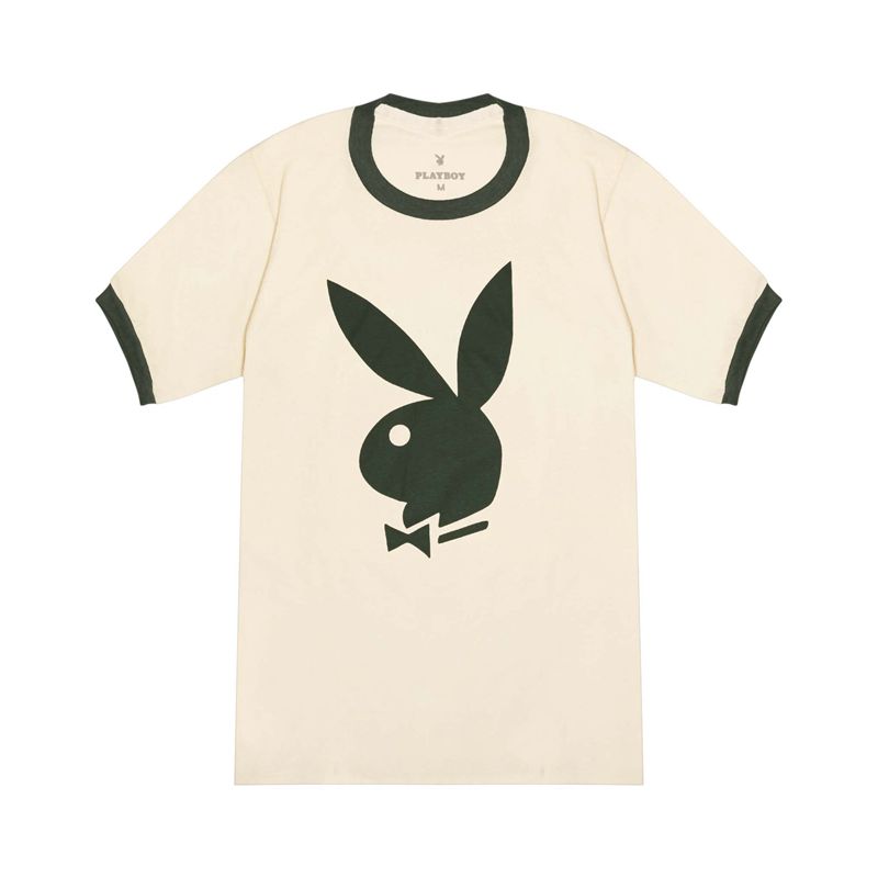 Camicie Playboy Classiche Ringer Uomo Crema Verdi | 87412HIYU