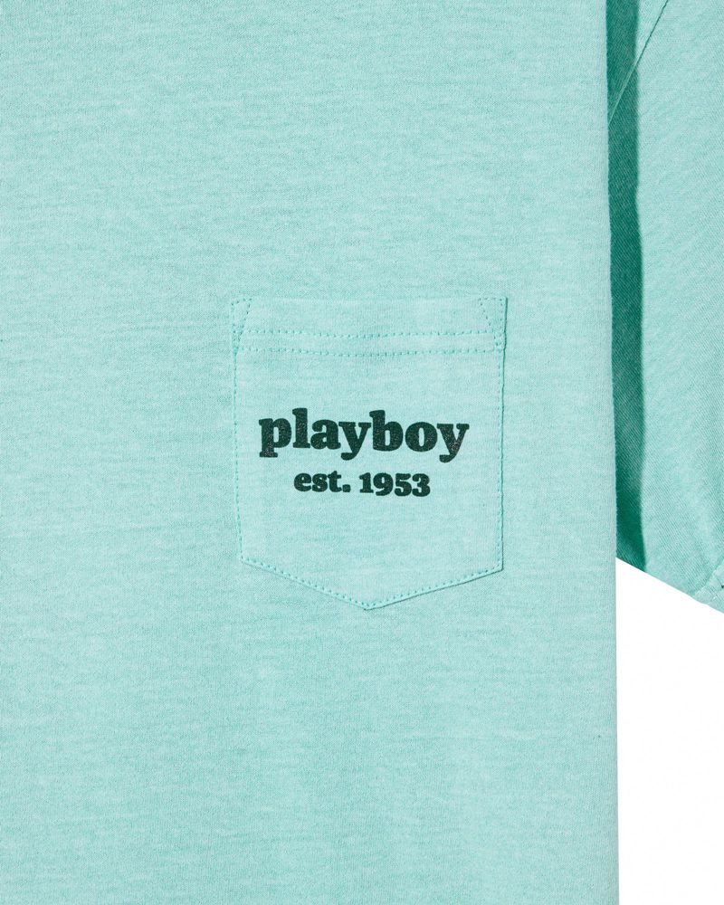 Camicie Playboy Illustrated Pocket Uomo Verdi | 43052XRSU