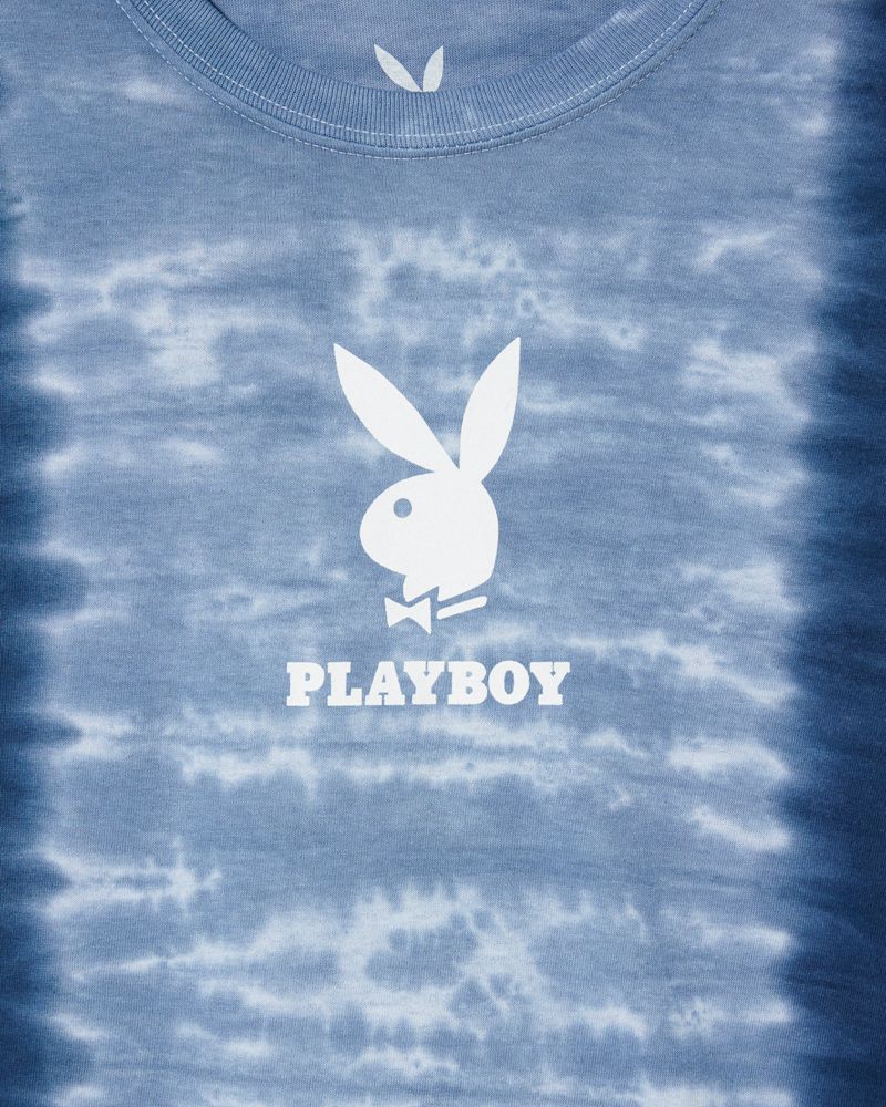 Camicie Playboy Logo Vertical Uomo Blu | 18596IABJ