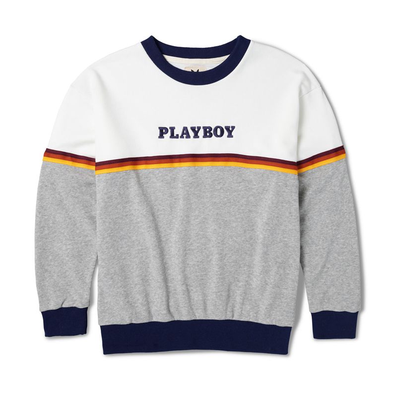 Camicie Playboy Roadtrip Striped Sweat Uomo Bianche Grigie | 19374VLJD