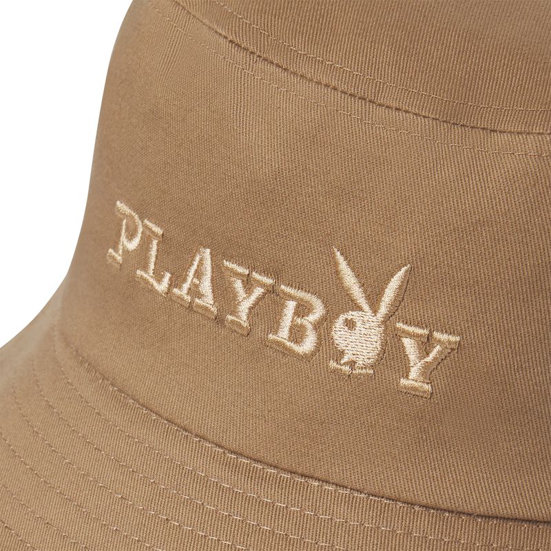 Cappelli Playboy Brown Embroidered Bucket Uomo Marroni | 43612VZPX