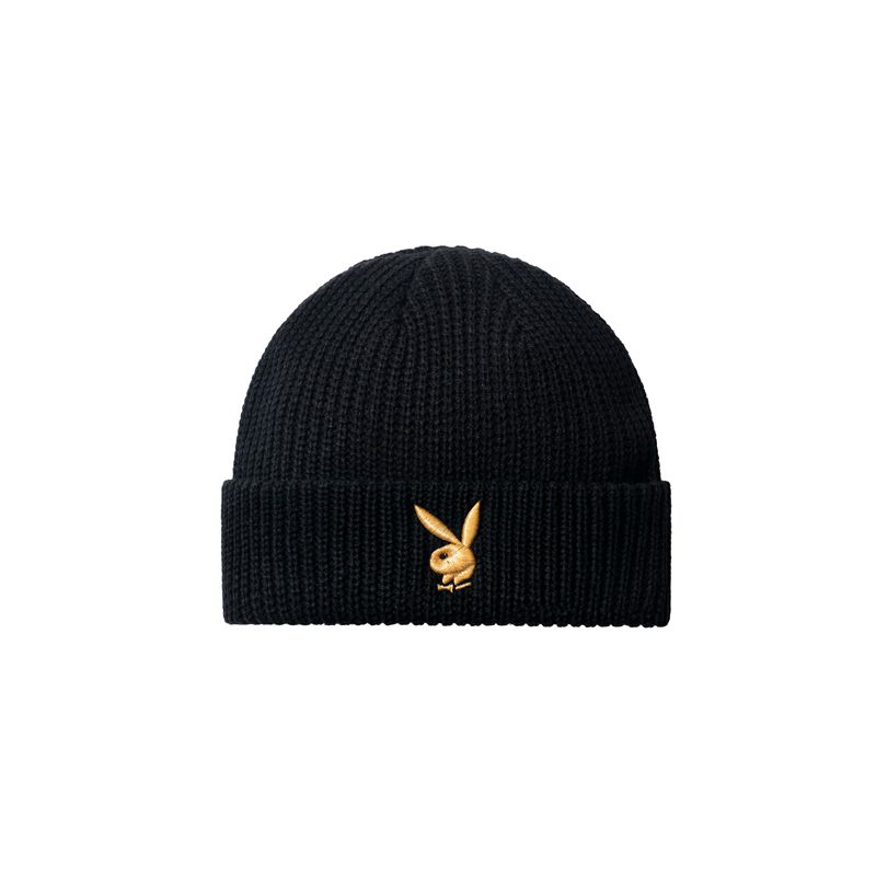 Cappelli Playboy Rabbit Head Knit Beanie Uomo Nere Bianche | 65170NJBX