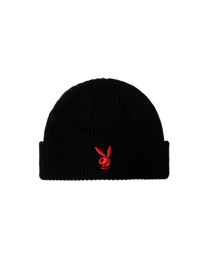 Cappelli Playboy Rabbit Head Knit Beanie Uomo Nere Bianche | 65170NJBX