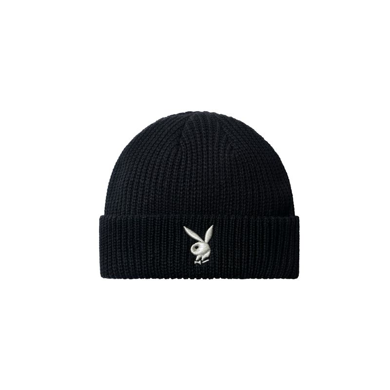 Cappelli Playboy Rabbit Head Knit Beanie Uomo Nere Bianche | 65170NJBX