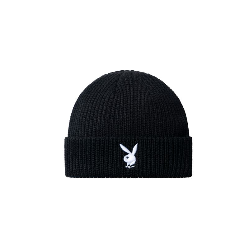 Cappelli Playboy Rabbit Head Knit Beanie Uomo Nere Bianche | 65170NJBX