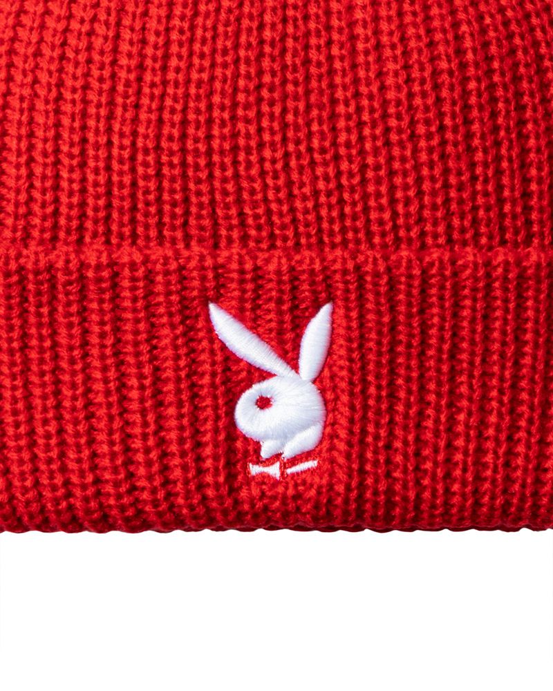 Cappelli Playboy Rabbit Head Knit Beanie Uomo Rosse | 65847RBTJ