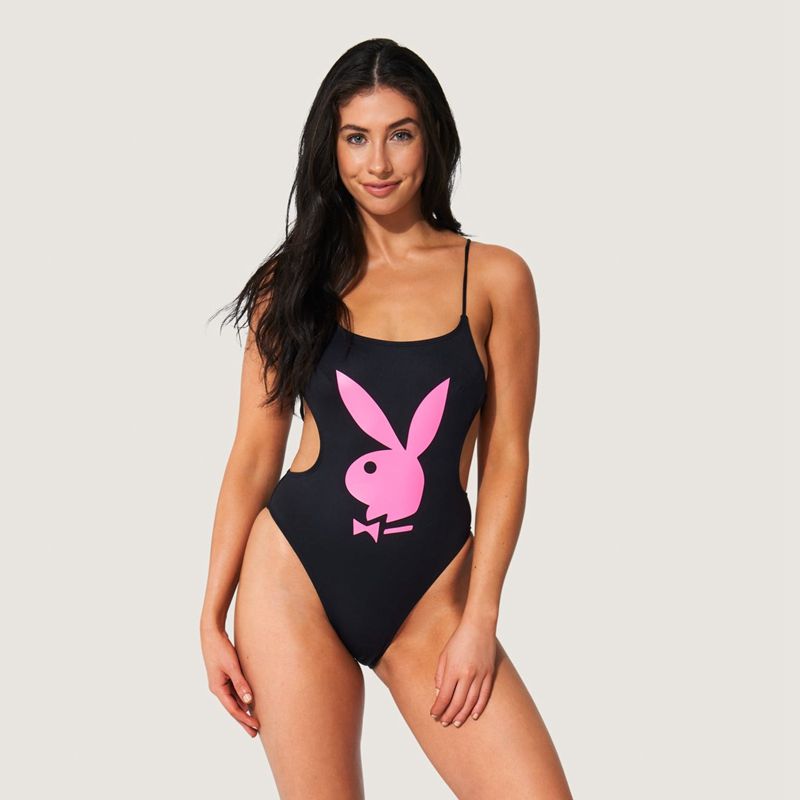 Costumi Da Bagno Playboy Pizzo Up Back Bunny One Piece Donna Nere Bianche | 53920MNOP