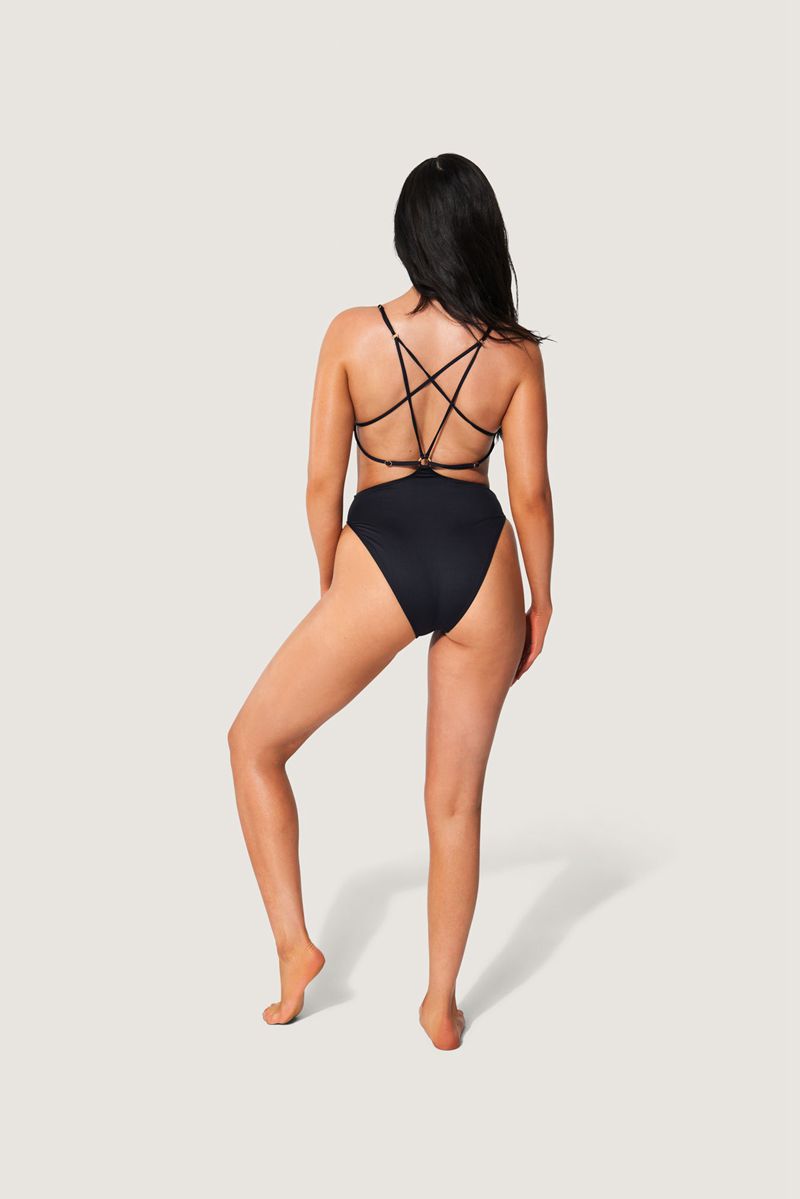 Costumi Da Bagno Playboy Pizzo Up Back Bunny One Piece Donna Nere Bianche | 53920MNOP