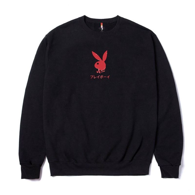 Felpa Con Cappuccio Playboy Ace Of Hearts Crewneck Sweat Uomo Nere | 85479QVKO