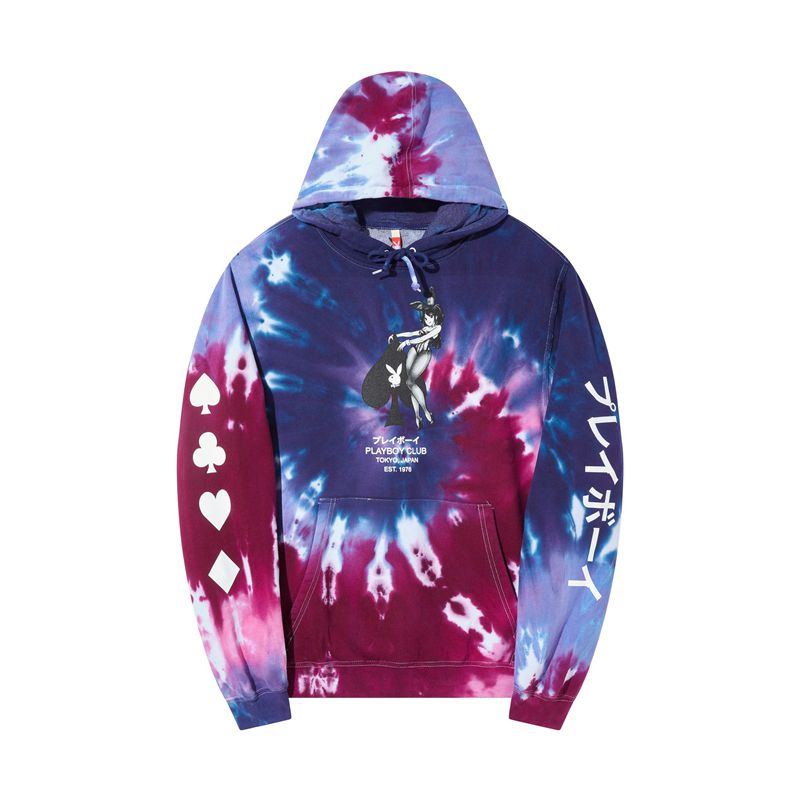 Felpa Con Cappuccio Playboy Ace Of Spades Tie Dye Uomo Rosa Viola | 63759GPLO