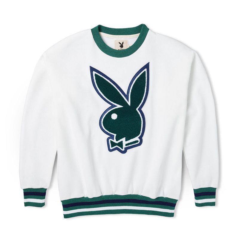 Felpa Con Cappuccio Playboy Bunny Varsity Donna Bianche Nere | 65329XAZY