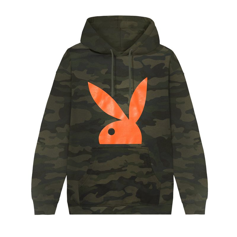 Felpa Con Cappuccio Playboy Camo Rabbit Head Uomo Nere | 47612MAVX