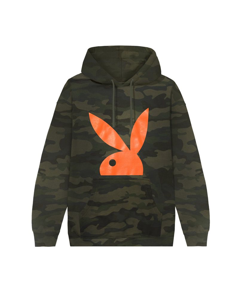 Felpa Con Cappuccio Playboy Camo Rabbit Head Uomo Nere | 47612MAVX