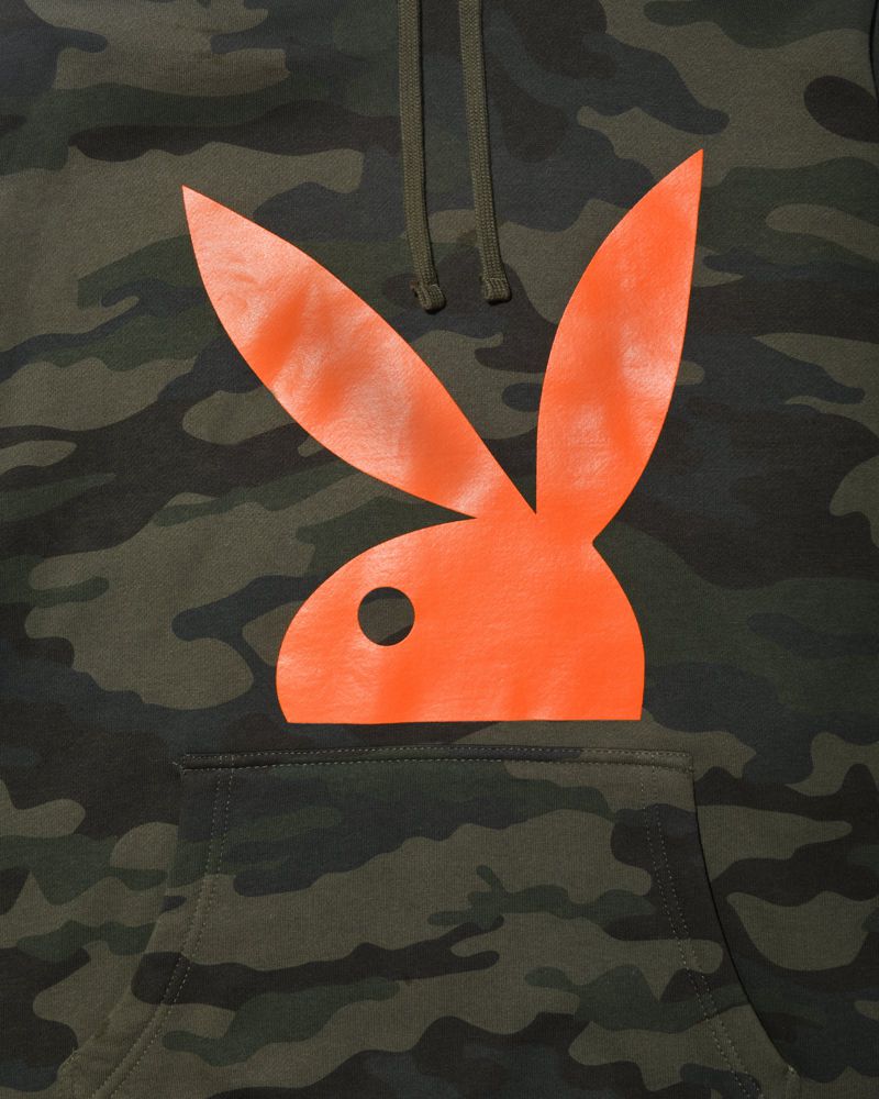 Felpa Con Cappuccio Playboy Camo Rabbit Head Uomo Nere | 47612MAVX