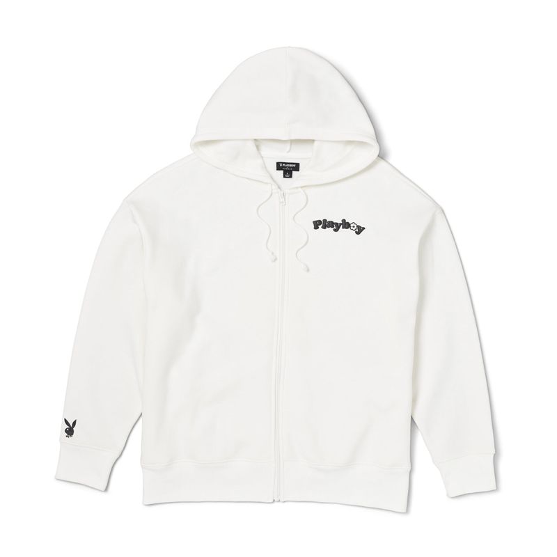 Felpa Con Cappuccio Playboy Camper Oversized Donna Bianche | 15629DEXP