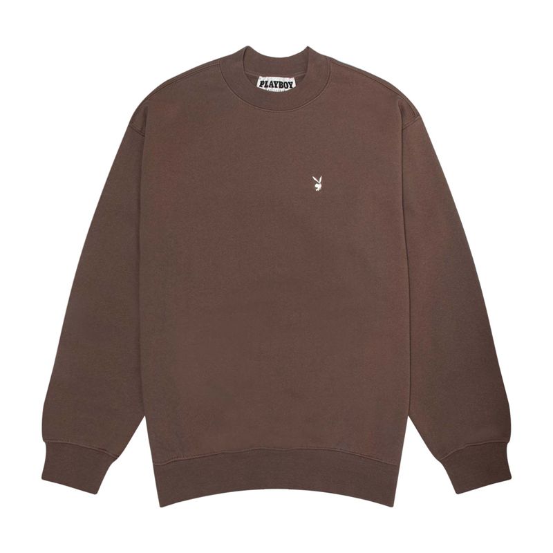 Felpa Con Cappuccio Playboy Classiche Crewneck Uomo Caffè | 50817YQWS