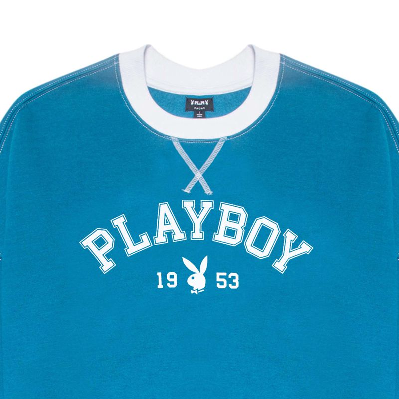 Felpa Con Cappuccio Playboy Contrast 1953 Crewneck Donna Blu | 34580UHWM