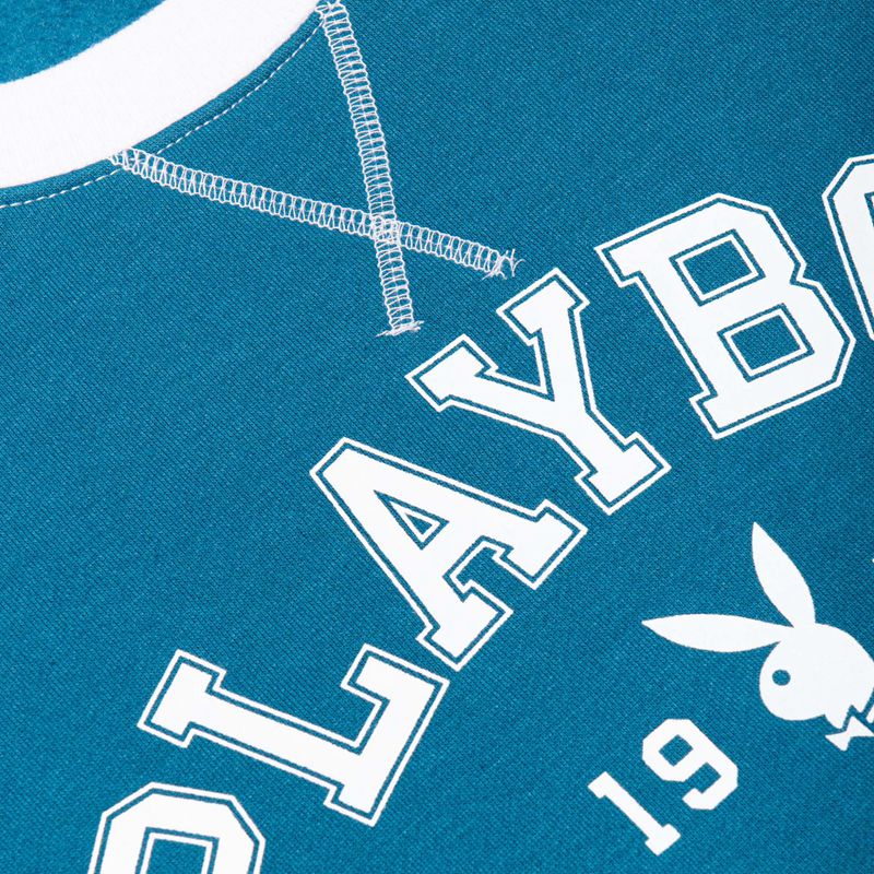 Felpa Con Cappuccio Playboy Contrast 1953 Crewneck Donna Blu | 34580UHWM