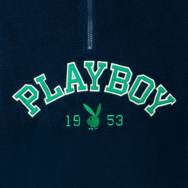 Felpa Con Cappuccio Playboy Fleece Half-Zip Donna Blu | 07925EVZY