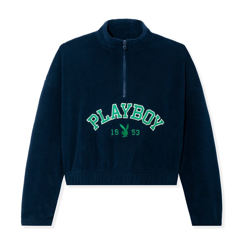 Felpa Con Cappuccio Playboy Fleece Half-Zip Donna Blu | 07925EVZY