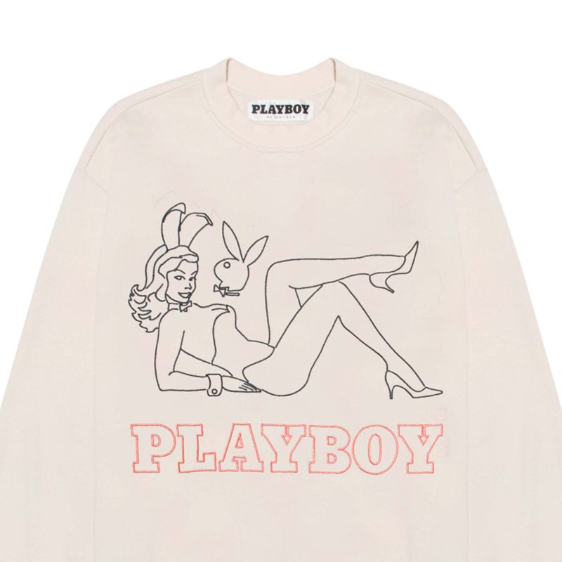 Felpa Con Cappuccio Playboy Late Night Crewneck Uomo Rosa | 78514ZHOL