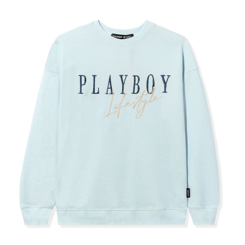 Felpa Con Cappuccio Playboy Lifestyle Crewneck Donna Blu Chiaro | 72036DRYF