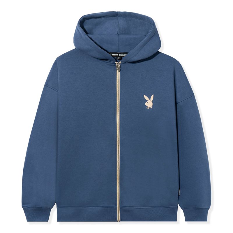 Felpa Con Cappuccio Playboy Lifestyle Zip-Up Donna Blu | 67031JYDF