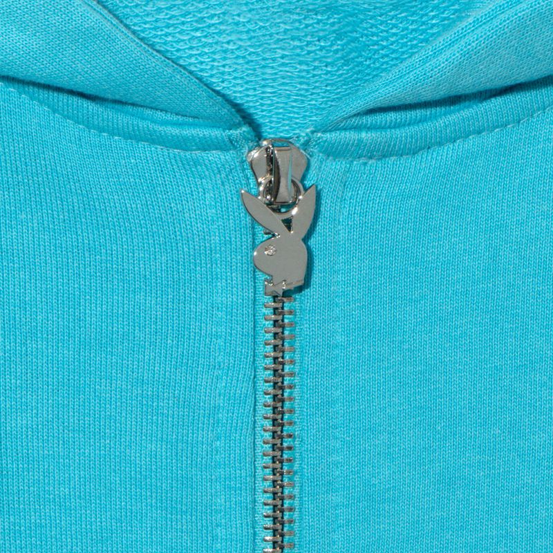 Felpa Con Cappuccio Playboy Logo Oversized Zip-Up Donna Blu | 97205FRGB