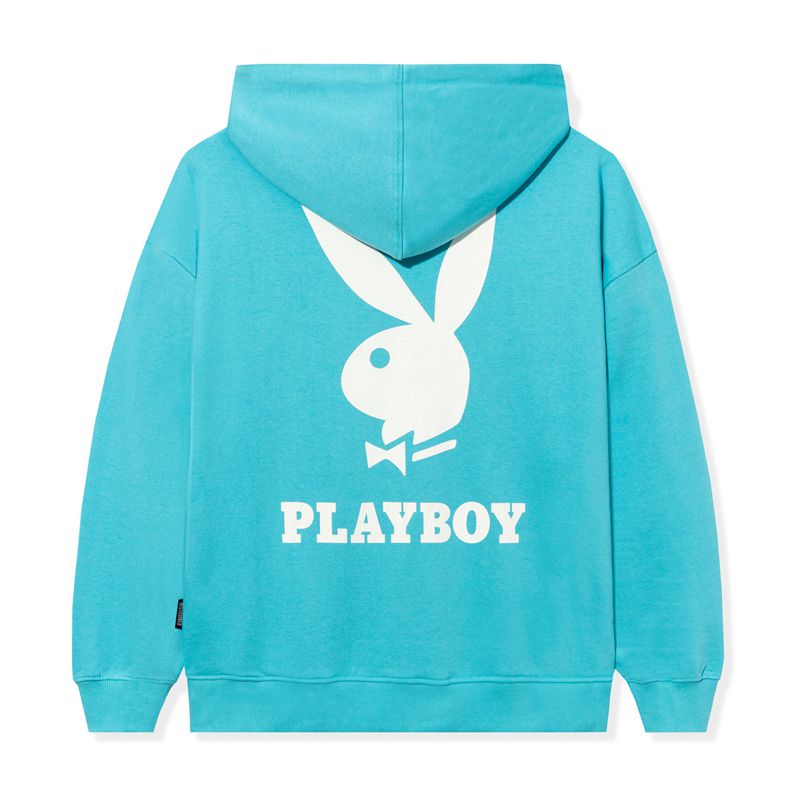 Felpa Con Cappuccio Playboy Logo Oversized Zip-Up Donna Blu | 97205FRGB