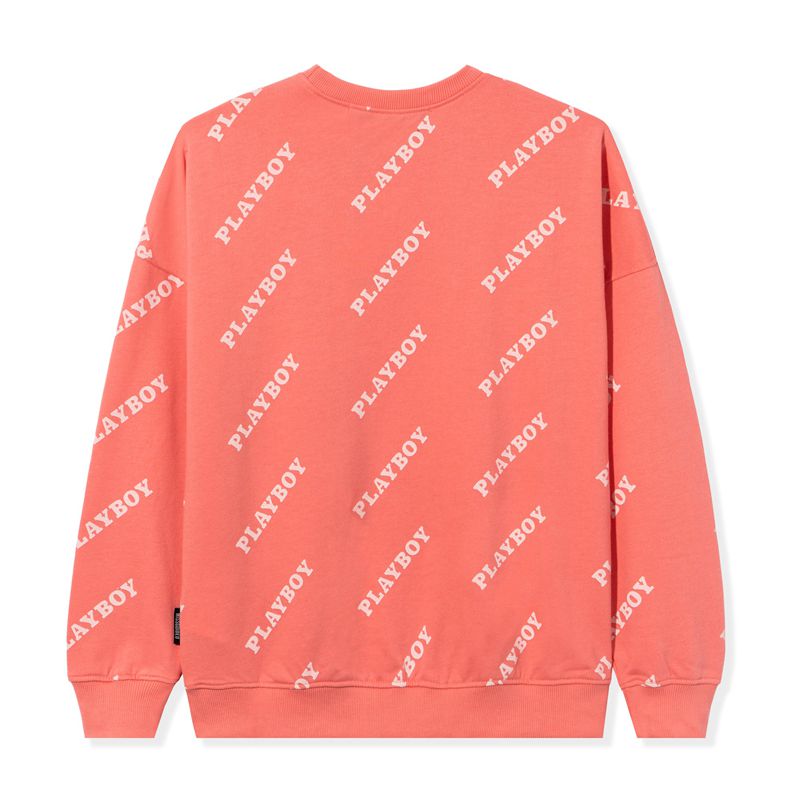 Felpa Con Cappuccio Playboy Masthead Oversized Crewneck Donna Rosa | 73012GUEY