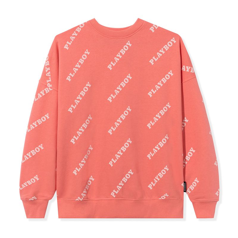 Felpa Con Cappuccio Playboy Masthead Oversized Crewneck Donna Rosa | 73012GUEY