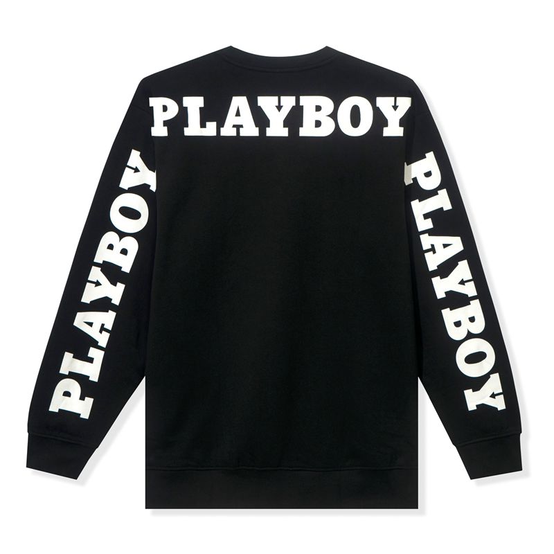 Felpa Con Cappuccio Playboy Masthead Pullover Crewneck Uomo Nere | 60724BAKO