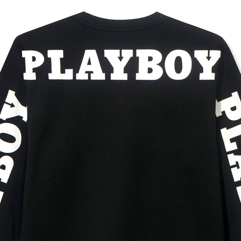 Felpa Con Cappuccio Playboy Masthead Pullover Crewneck Uomo Nere | 60724BAKO