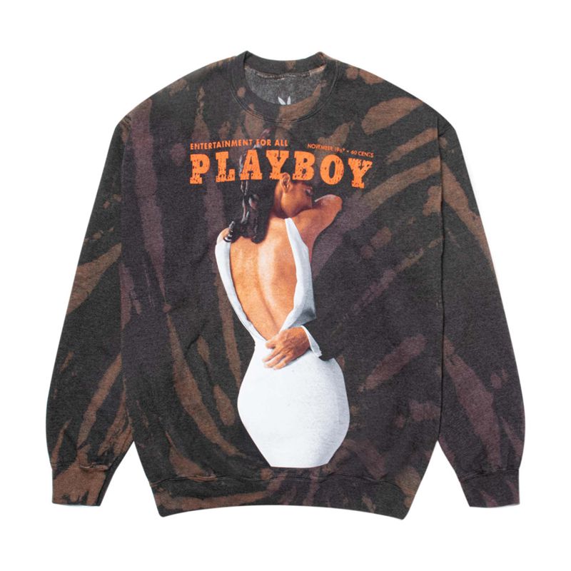 Felpa Con Cappuccio Playboy November 1967 Tie Dye Crewneck Uomo Marroni | 31658PVZT