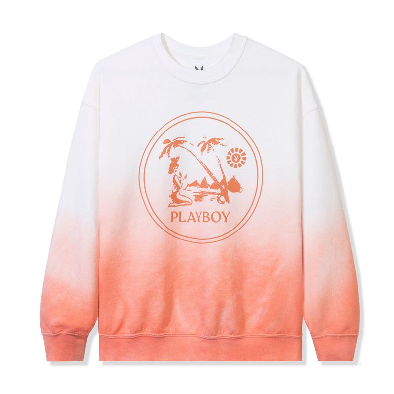 Felpa Con Cappuccio Playboy Ombre Crest Crewneck Sweat Uomo Bianche Arancioni | 34759BRND