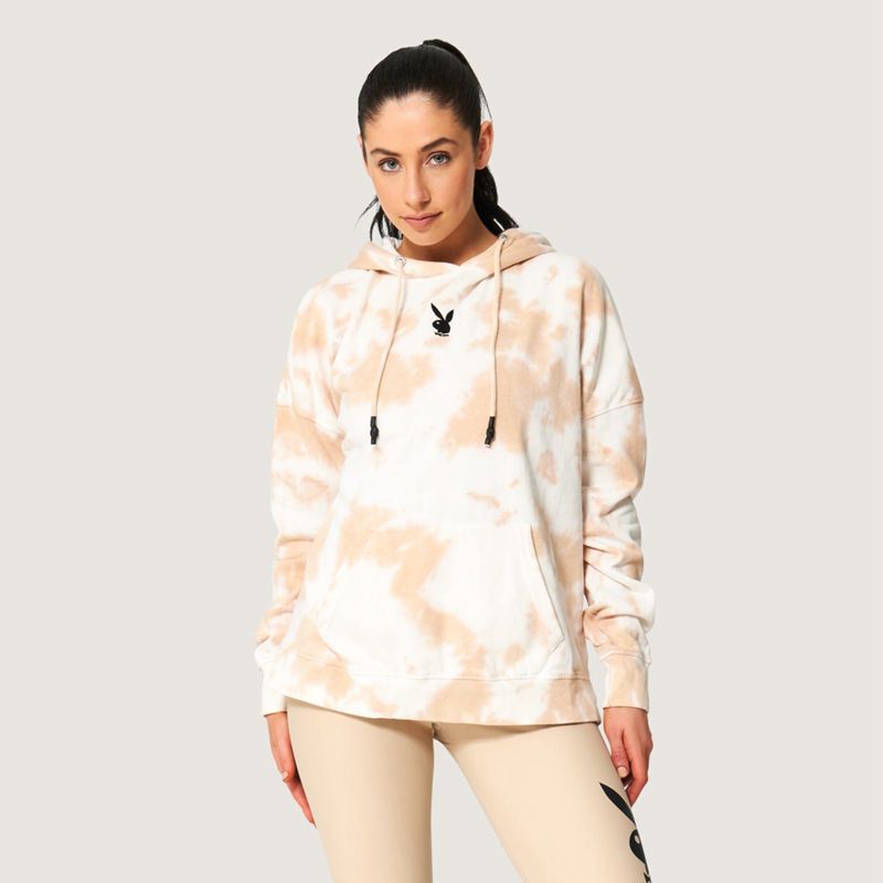 Felpa Con Cappuccio Playboy Tie Dye Oversized Donna Bianche Marroni | 21569DPTG