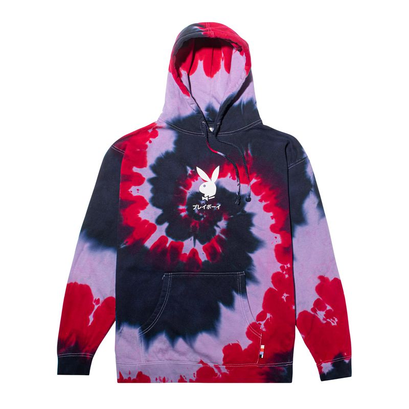 Felpa Con Cappuccio Playboy Tokyo Club Tie-Dye Donna Rosse | 96450HUZI