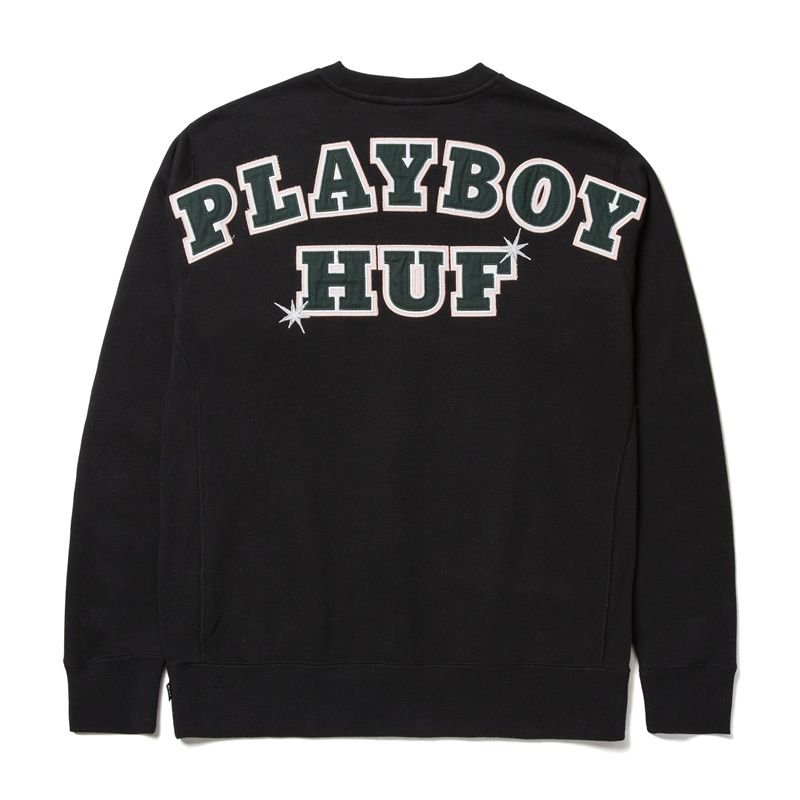 Felpa Con Cappuccio Playboy X Huf Rabbit Head Crewneck Uomo Nere | 92576AWSQ