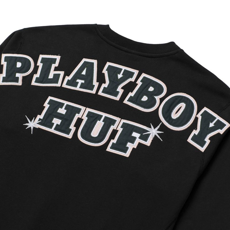 Felpa Con Cappuccio Playboy X Huf Rabbit Head Crewneck Uomo Nere | 92576AWSQ