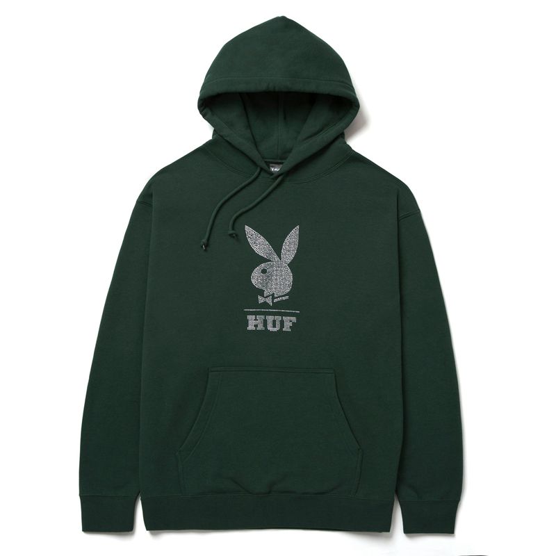 Felpa Con Cappuccio Playboy X Huf Rhinestone Uomo Grigie | 41798SQRM