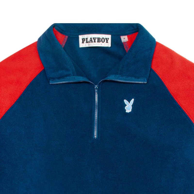 Giacca Playboy University Half Zip Sweat Uomo Nere Rosse | 86940AUYJ