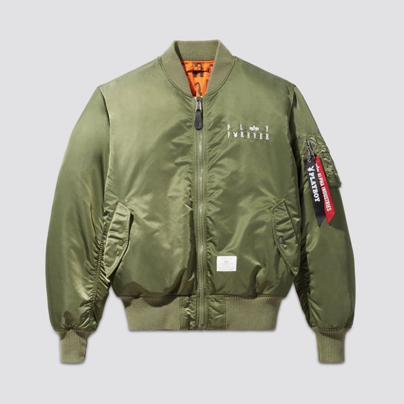 Giacca Playboy X Alpha Industries Reversible Ma-1 Flight Jacket Uomo Verde Oliva | 84706NZDK