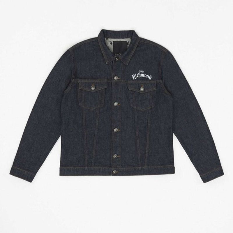 Giacca Playboy X John Richmond Denim Jacket Uomo Blu Scuro | 68140RSUL