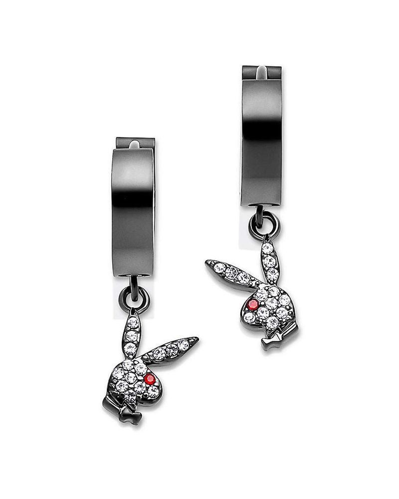 Gioielli Playboy Bunny Huggie Hoop And Dangling Charm Earring Donna Nere | 08432FXQH