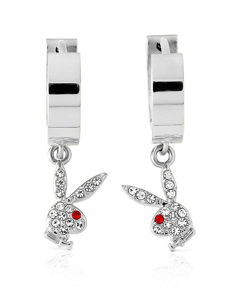 Gioielli Playboy Bunny Huggie Hoop And Dangling Charm Earring Donna Nere | 08432FXQH