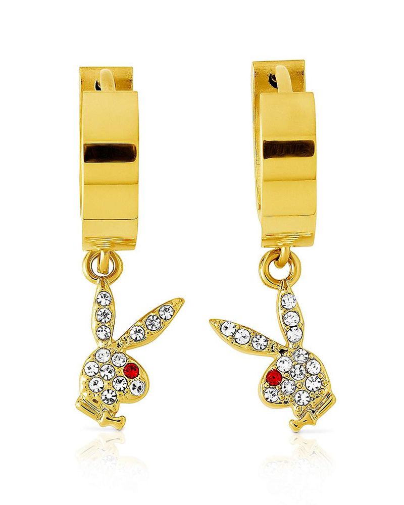 Gioielli Playboy Bunny Huggie Hoop And Dangling Charm Earring Donna Nere | 08432FXQH